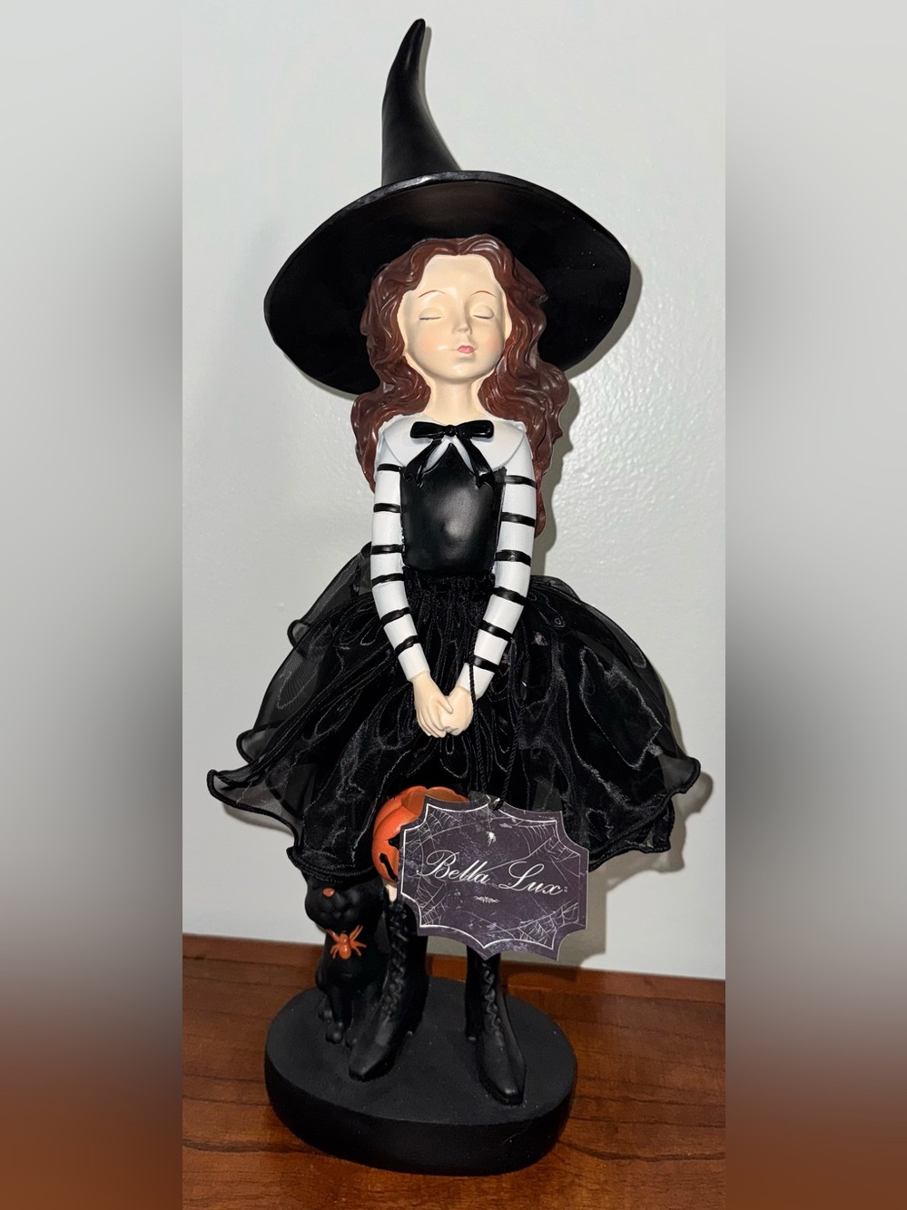 🥰 Bella Lux Halloween Girl Witch Large Figurine With Black Cat 🐈⬛ 16” Figure 🆕